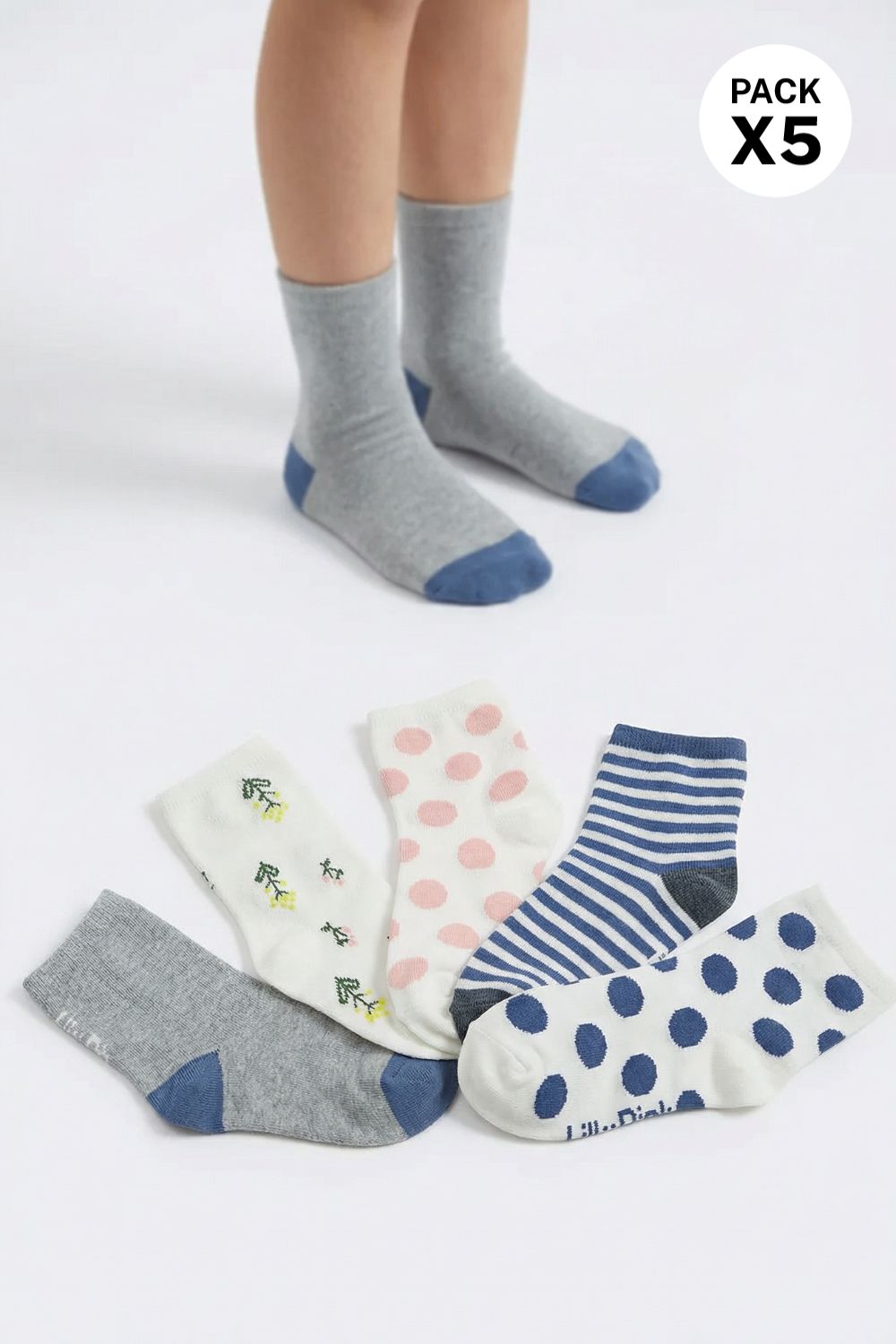 Medias tobilleras para niña x5 unidades en algodón